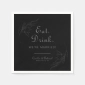 レトロ食べボホドリンク我々は結婚した結婚の スタンダードカクテルナプキン (正面)