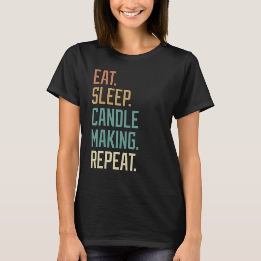 レトロ食べ睡眠蝋燭の繰り返しヴィンテージ Tシャツ (正面)