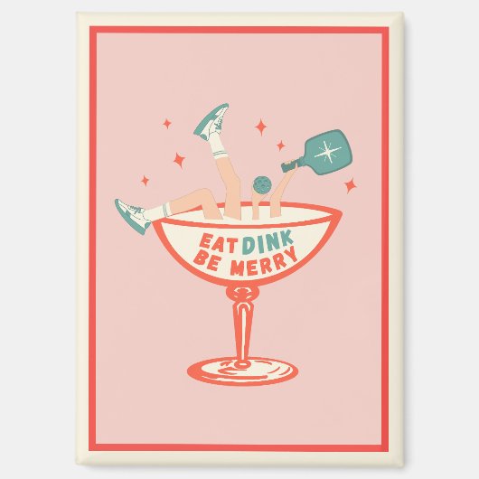 レトロ食べ、ディンク、ビーメリークルのクリスマス マグネット (正面)