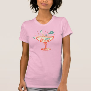 レトロ食べ、ディンク、ビーメリークルのクリスマス Tシャツ