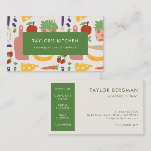 レトロ食品ケータリング 名刺 (正面/裏面)