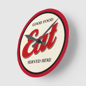 レトロ食品テーマキッチンウォールデコール ラウンド壁時計 (傾斜)