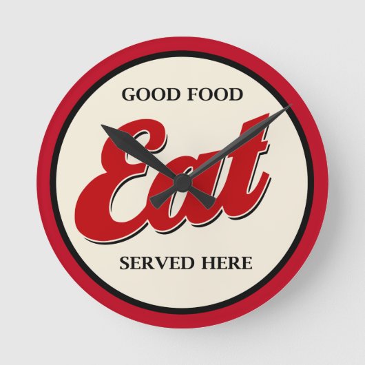 レトロ食品テーマキッチンウォールデコール ラウンド壁時計 (正面)