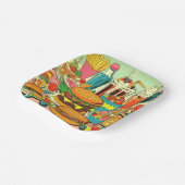 レトロ食品漫画イラストレーション ペーパープレート (傾斜あり)