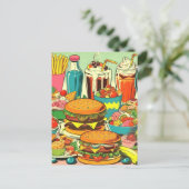 レトロ食品漫画イラストレーション ポストカード (スタンド正面)