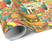 レトロ食品漫画イラストレーション ラッピングペーパー (ロールコーナー)