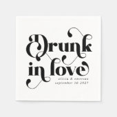レトロ飲イン・ラブ・ブラック・アンド・ホワイト結婚 スタンダードカクテルナプキン (正面)