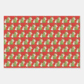 レトロ飾雪だるまツリーforクリスマス ラッピングペーパーシート (正面2)