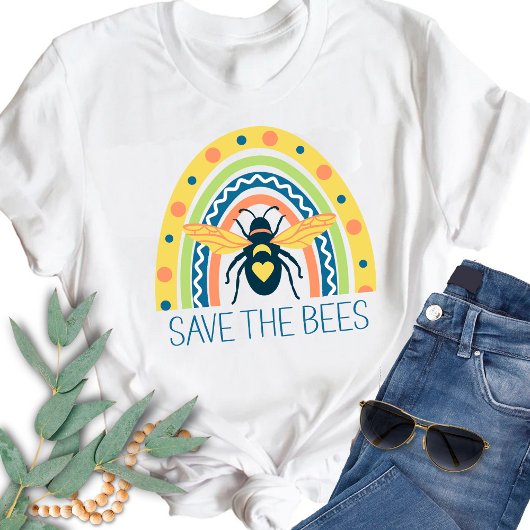 レトロ養蜂家Apiaryオーガニックハチミツ蜂レインボー Tシャツ