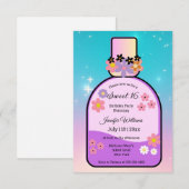 レトロ香水 スウィート16 ホログラフィックスパークルズ 招待状 (正面/裏面)