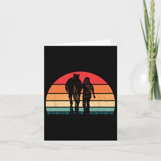 レトロ馬乗馬ウェスタン女性のカーボーイ女性 カード (正面)