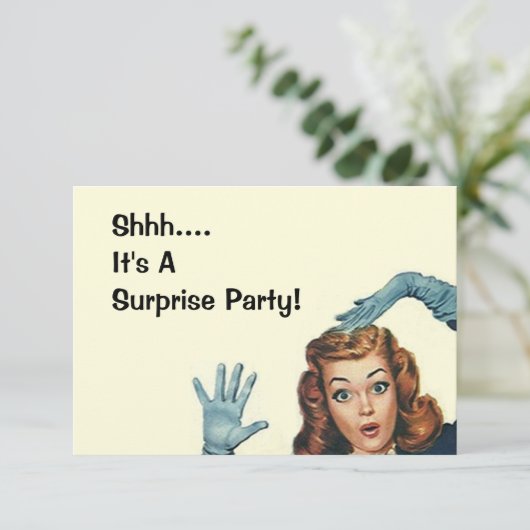 レトロ驚きパーティーおもしろい表現ヴィンテージスタイル 招待状 (スタンド正面)