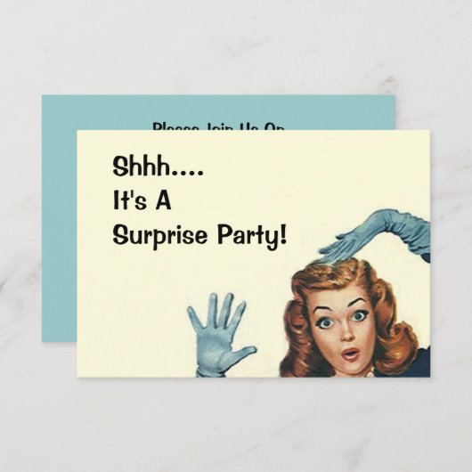 レトロ驚きパーティーおもしろい表現ヴィンテージスタイル 招待状 (正面/裏面)