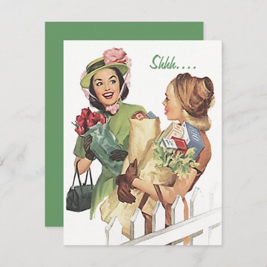 レトロ驚きパーティー(任意の大事な行事招待状) 招待状 (正面/裏面)