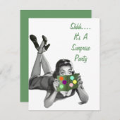 レトロ驚きパーティー(任意の大事な行事招待状) 招待状 (正面/裏面)