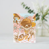 レトロ骨格植物学花模様 ポストカード (スタンド正面)