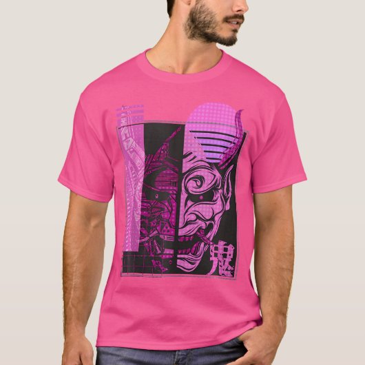 レトロ鬼サイバーパンクサムライアーツ武士道戦士 Tシャツ (正面)