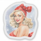 レトロ魅力的ホリデーステッカーとフェスティバル応援 シール (正面)