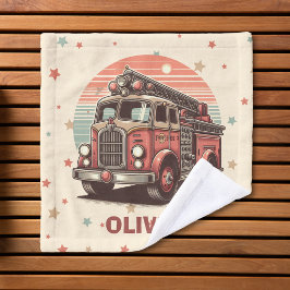 レトロ魅力的ヴィンテージ消防車アットサンセットホテル ウォッシュタオル