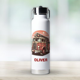 レトロ魅力的ヴィンテージ消防車アットサンセットホテル ウォーターボトル