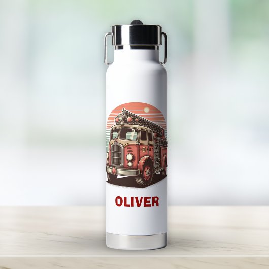 レトロ魅力的ヴィンテージ消防車アットサンセットホテル ウォーターボトル