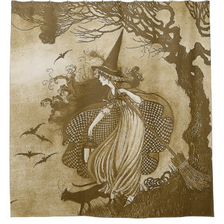 レトロ魔女 シャワーカーテン