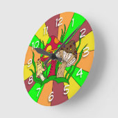 レトロ魔法キノコ ラウンド壁時計 (傾斜)