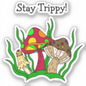 レトロ魔法マッシュルーム手描きアート シール (正面)