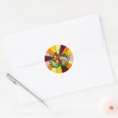 レトロ魔法マッシュルーム手描きアート ラウンドシール (封筒)