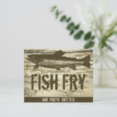 レトロ魚フライヴィンテージ魚食材木質テクスチャーアート 招待状 (スタンド正面)