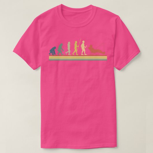 レトロ魚釣り進化 Tシャツ (デザイン正面)