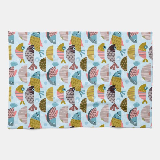 レトロ魚 キッチンタオル (横)