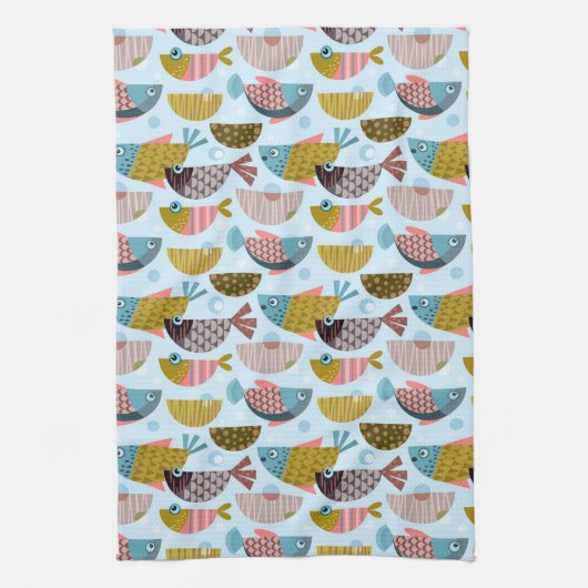 レトロ魚 キッチンタオル (縦)