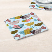 レトロ魚 スクエアペーパーコースター (アングル)