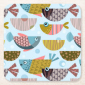 レトロ魚 スクエアペーパーコースター (正面)