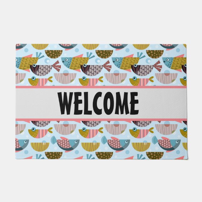 レトロ魚 ドアマット (正面)
