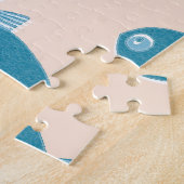 レトロ魚:リゾグラフスタイル模様 ジグソーパズル (側面)