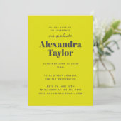 レトロ鮮やかイエロープライドトレンディー卒業パーティー 招待状 (スタンド正面)