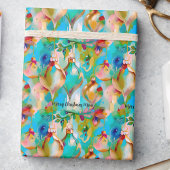 レトロ鮮やかクリスマスオーナメントカスタム文字 ラッピングペーパー