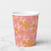 レトロ鮮やかグルーヴィピンクベビーイン開花ボー 紙コップ (裏面)