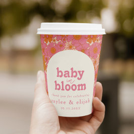 レトロ鮮やかグルーヴィピンクベビーイン開花ボー 紙コップ