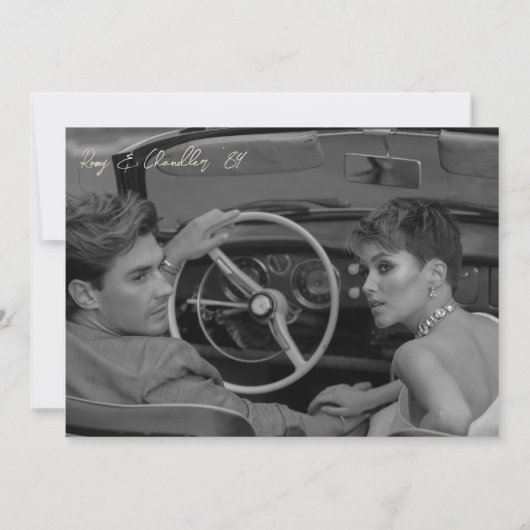 レトロ鮮やかピンクアンドクリ結婚ーム 招待状 (裏面)