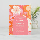 レトロ鮮やかピンクアーチ結婚式招待状 招待状 (スタンド正面)