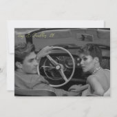 レトロ鮮やかモノクログ結婚リーン 招待状 (裏面)