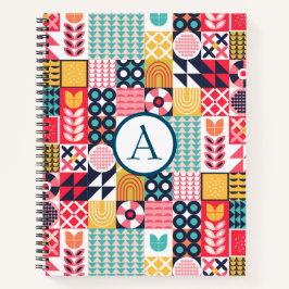 レトロ鮮やか幾何パタカラフルーン ノートブック