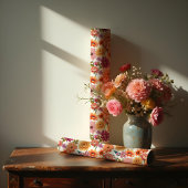 レトロ鮮やか植物性フローラと葉のパターン ラッピングペーパー