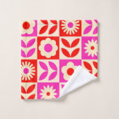 レトロ鮮やか花柄 バスタオルセット (ウォッシュタオル)