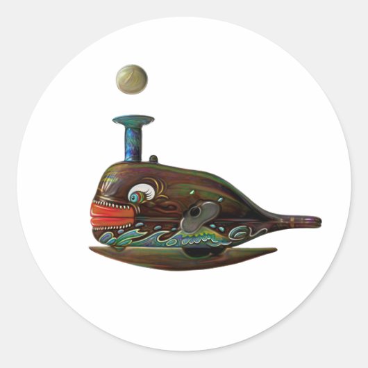 レトロ鯨Tシャツ ラウンドシール (正面)