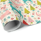 レトロ鹿が雪の中に ラッピングペーパー (ロールコーナー)