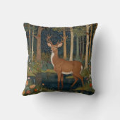 レトロ鹿アートboho woodland forest greenery クッション (裏面)